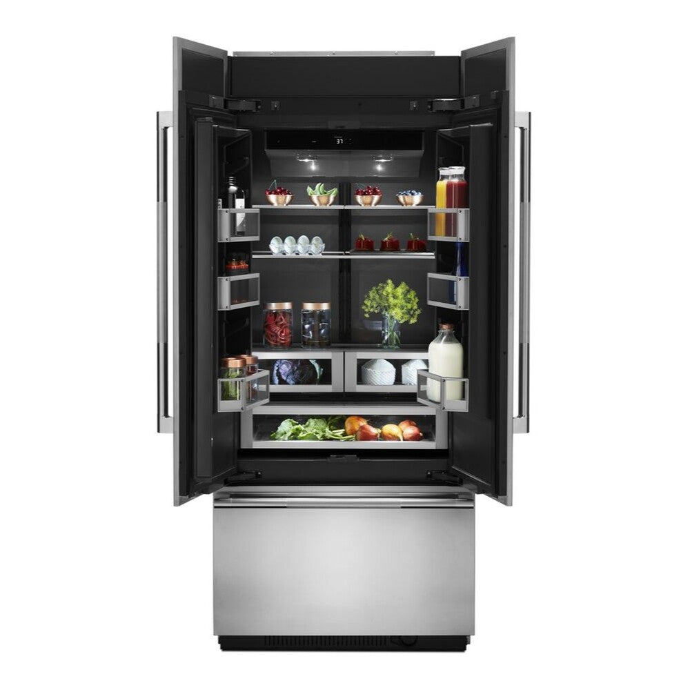 JennAir 36 inch Fully Integrated French Door Refrigerator with 20.81 cu. ft. Capacity, Obsidian Interior in Panel Ready, JF36NXFXDE