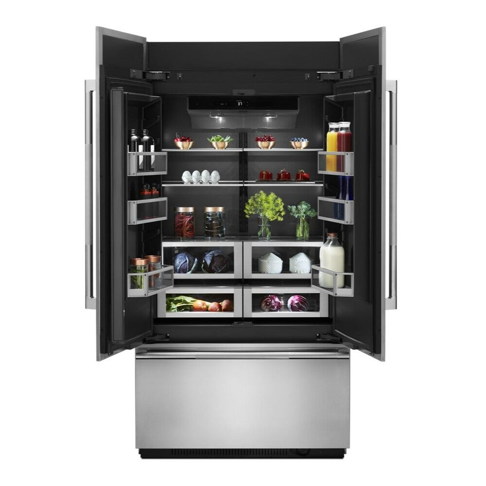 JennAir 42 inch French Door Refrigerator with 24.17 cu. ft. Capacity, TwinFresh Climate Control System, Obsidian Interior in Panel Ready, JF42NXFXDE