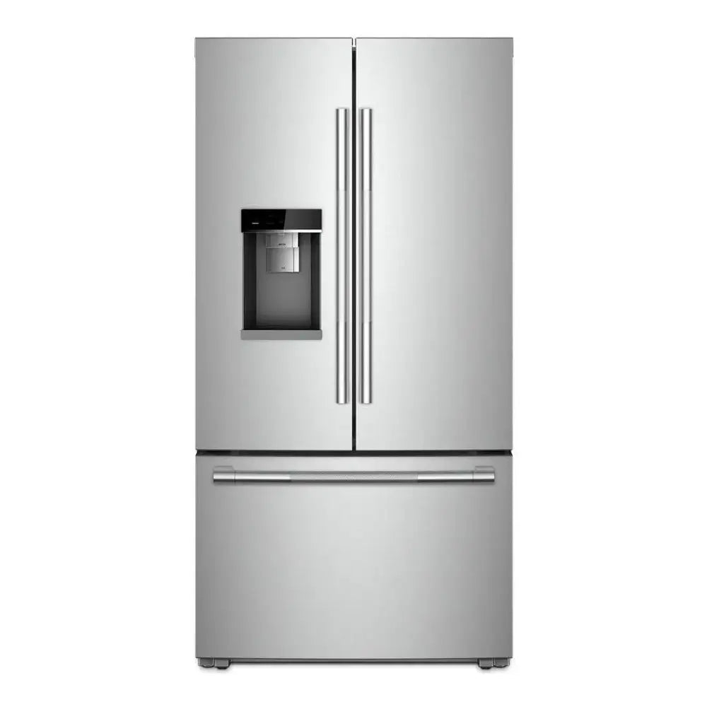 JennAir RISE 36 inch Smart French Door Counter Depth Refrigerator with 23.8 cu. ft. Capacity, and Obsidian Interior in Stainless Steel, JFFCC72EHL