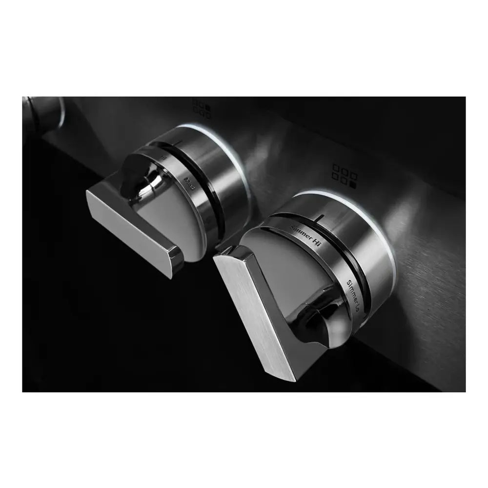 JennAir NOIR 48 inch Gas Rangetop with 6 Sealed Burners, Cast Iron Grates, Electronic Ignition with Flame-Sensing Reignition and Chrome Infused Griddle in Stainless Steel, JGCP548HM