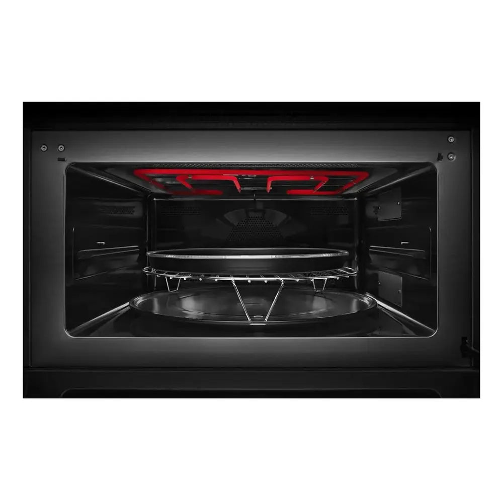 JennAir NOIR 30 inch Built-In Microwave with Speed-Cook, 1.4 cu. ft. Capacity, Smooth Close Door and Sensor Cooking in Floating Glass Black, JMC2430LM