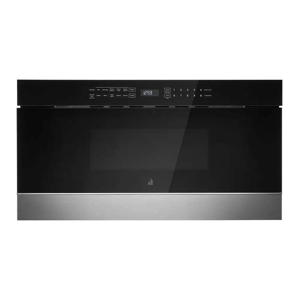 JennAir NOIR 30 inch Under Counter Microwave Drawer with 1.2 cu. ft. Capacity, 950 Watts Element, Sensor Reheat and Keep Warm in Floating Glass Black, JMDFS30HM