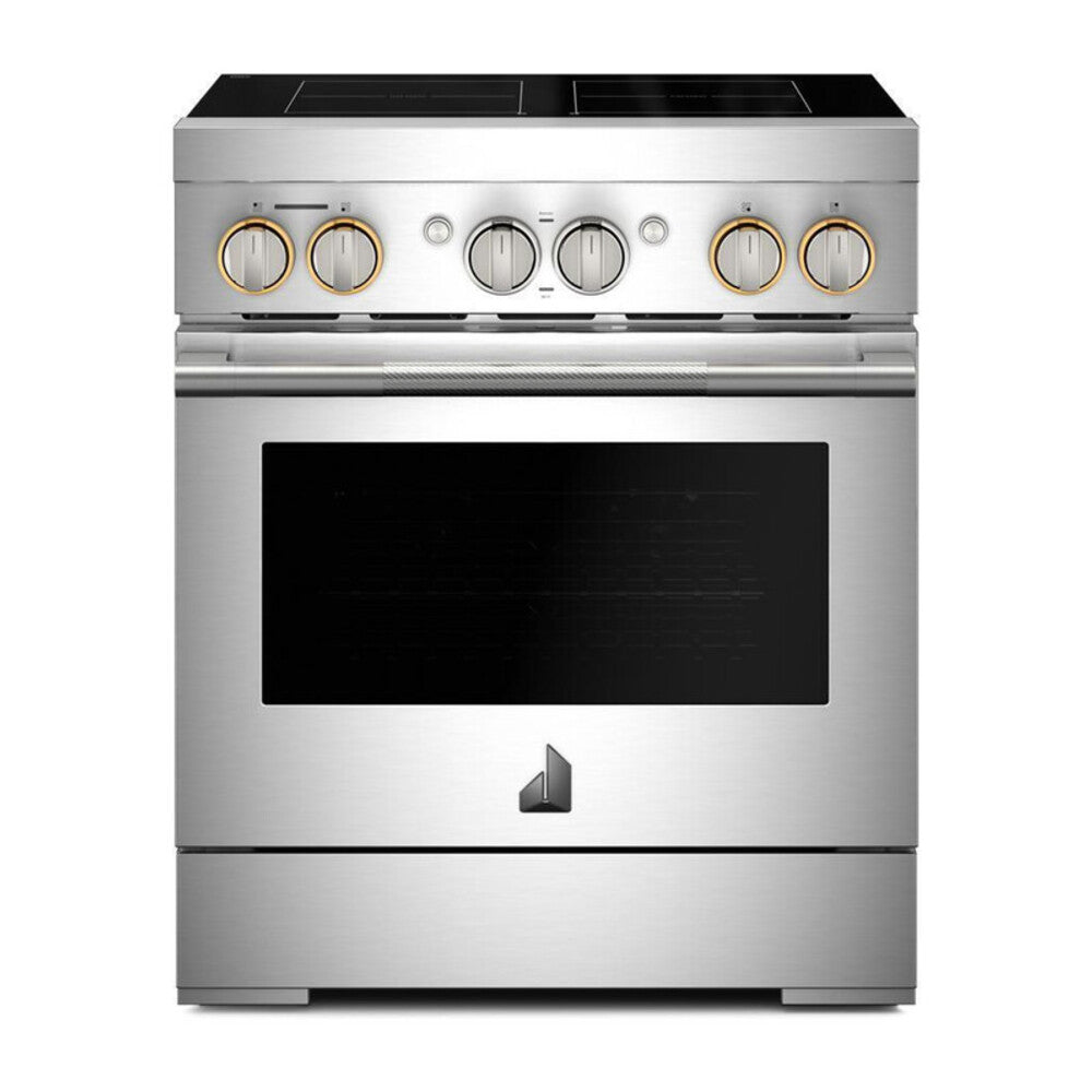JennAir RISE 30 Inch Freestanding Induction Smart Range with 4 Heating Elements, 4.1 cu. ft. Oven Capacity, Flex-Choice Zones, Assisted Cooking, Dual-Fan True Convection and Pan Detection in Stainless Steel, JPIFC730RL