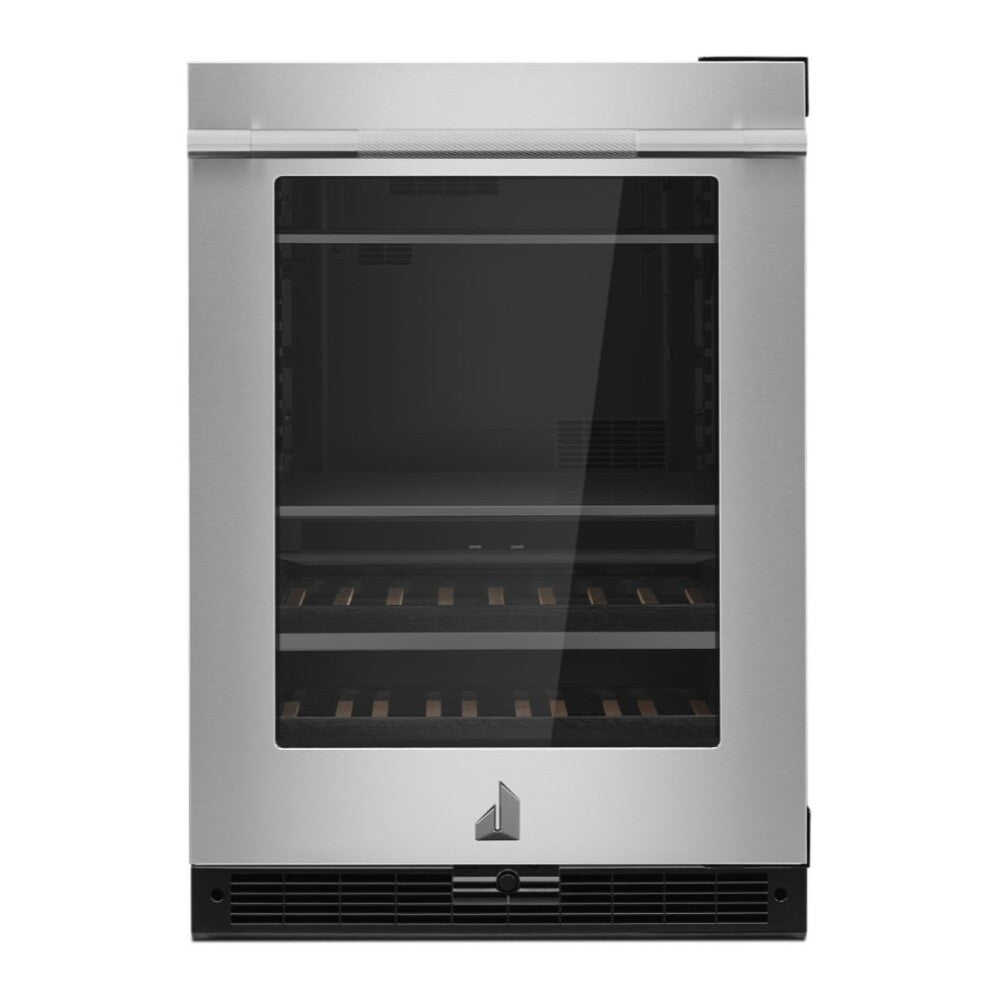 JennAir RISE 24 inch Under Counter Beverage Center with Dual Temperature Zones, UV-Resistant Thermal Glass in Stainless Steel, JUBF*242HL