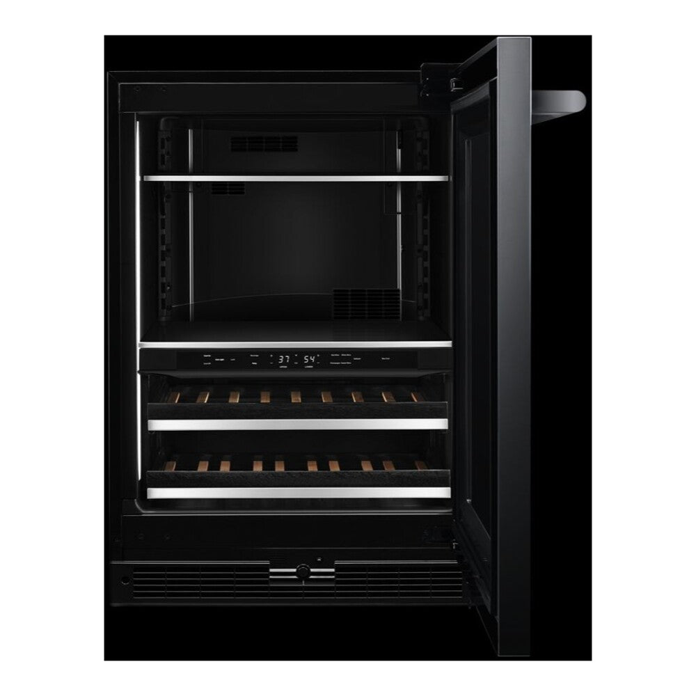 JennAir RISE 24 inch Under Counter Beverage Center with Dual Temperature Zones, UV-Resistant Thermal Glass in Stainless Steel, JUBF*242HL