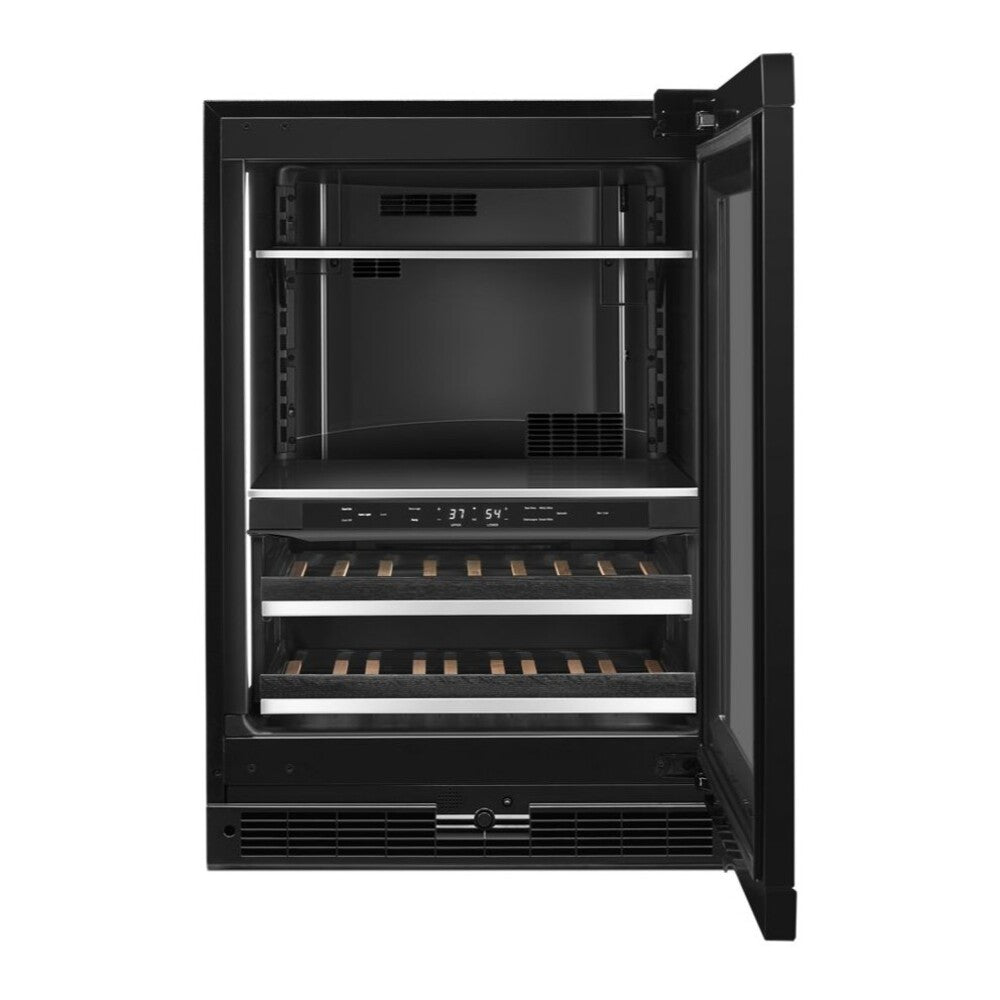 JennAir 24 inch Under Counter Beverage Center with Dual Temperature Zones, UV-Resistant Thermal Glass in Panel Ready, JUBFX242HX