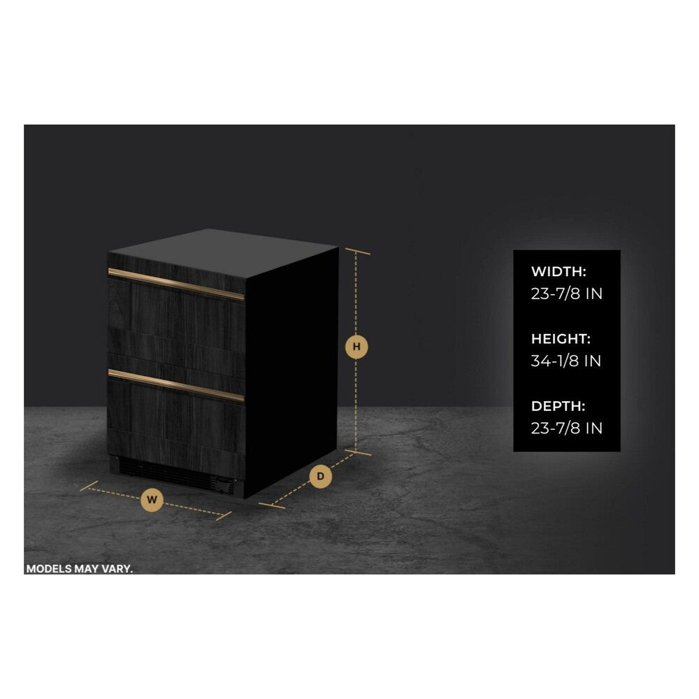 JennAir 24 inch Double Drawer Refrigerator with 4.7 cu. ft. Capacity, Obsidian Interior and Smooth Close Drawers in Panel Ready, JUDFP242HX