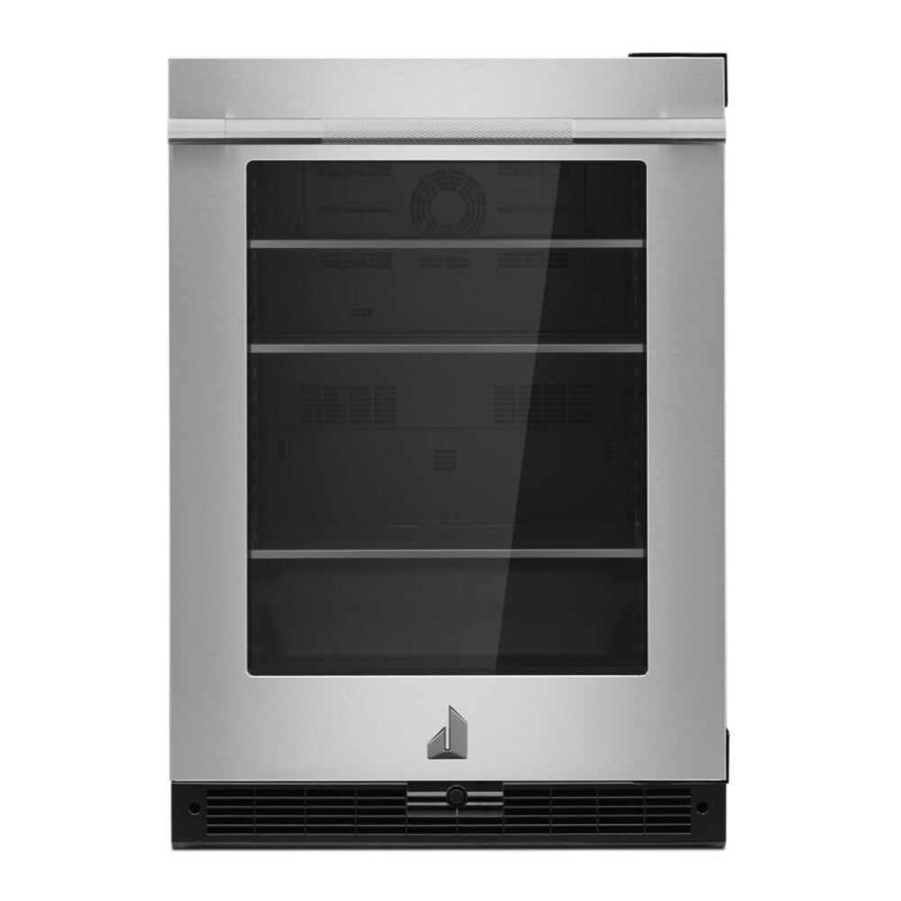 JennAir RISE 24 inch Under Counter Glass Door Refrigerator with 5.2 cu. ft. Capacity, Obsidian Interior and LED Lighting in Stainless Steel, JUGF*242HL