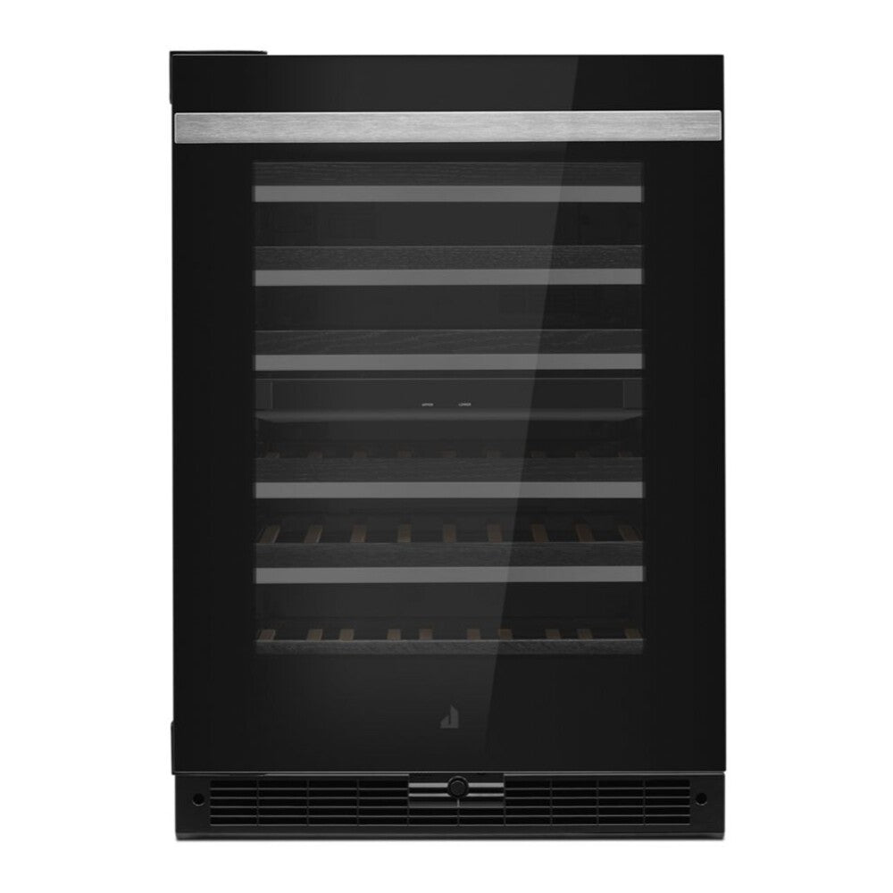 JennAir NOIR 24 inch Built-In Undercounter Wine Cellar with 45 Bottle Capacity, Independent Temperature Zones in Black, JUWF*242HM