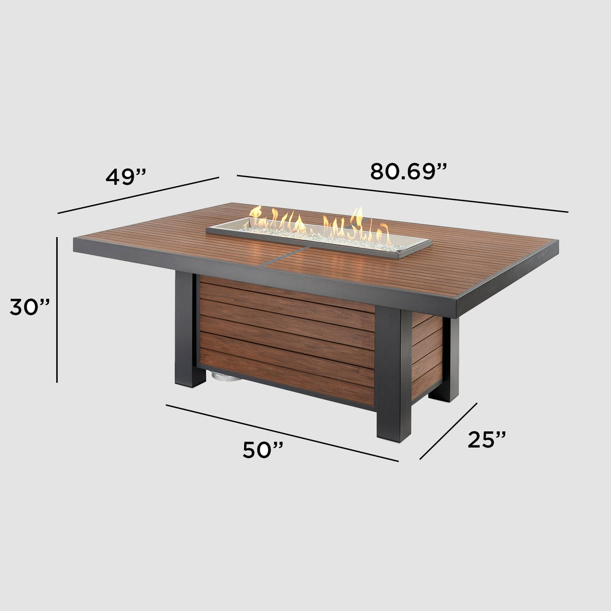 The Outdoor Greatroom Kenwood and Brooks Linear Dining Height Gas Fire Pit Table - KW-1242-K
