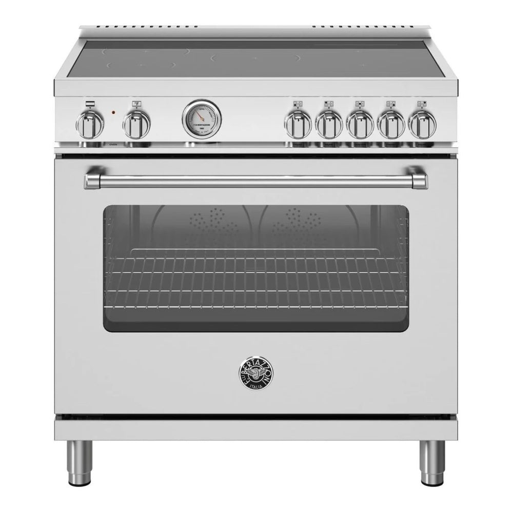 Bertazzoni Master Series 36 inch Induction Range with 5 Elements, 5.9 cu. ft. Oven Capacity, Convection and Bridge Element (Stainless Steel) - MAS365INMXV