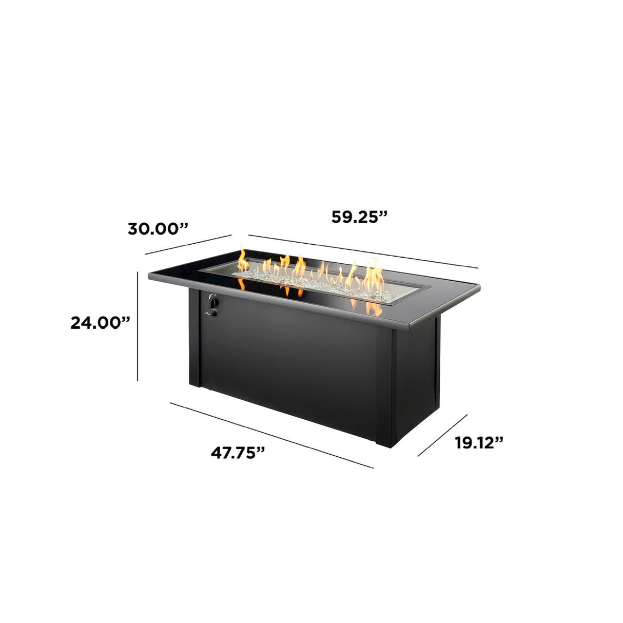 The Outdoor Greatroom Monte Carlo 59" Linear Gas Fire Pit Table - MCR-1242-BLK-K