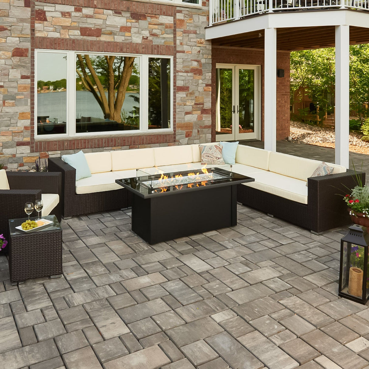 The Outdoor Greatroom Monte Carlo 59" Linear Gas Fire Pit Table - MCR-1242-BLK-K