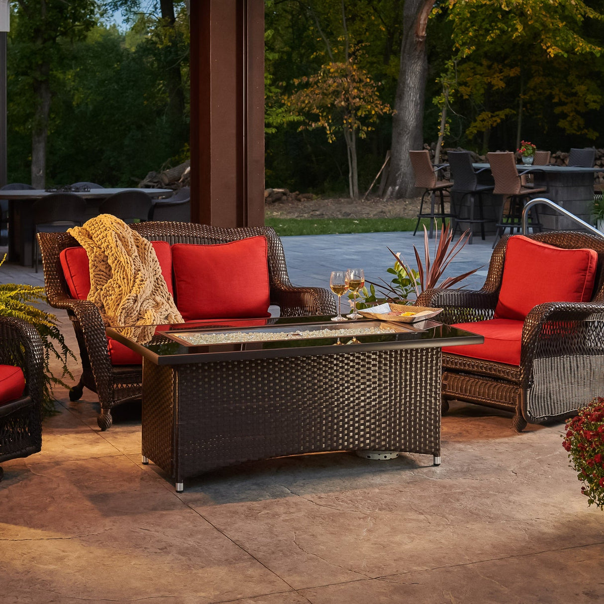 The Outdoor Greatroom Montego 59" Linear Gas Fire Pit Table - MG-1242-BLSM-K