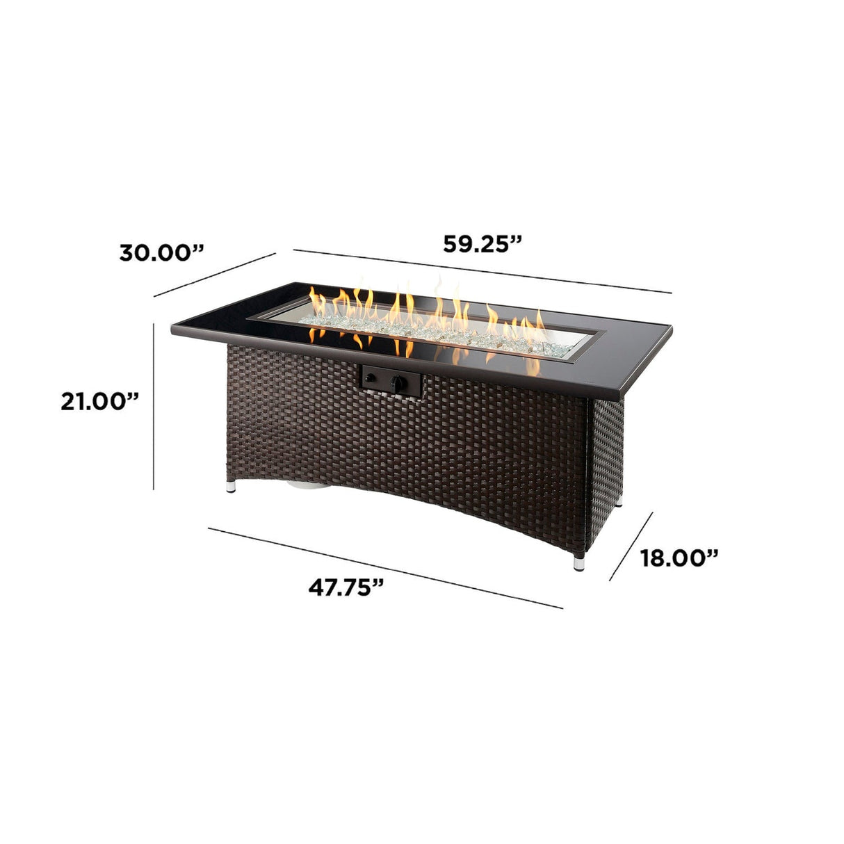 The Outdoor Greatroom Montego 59" Linear Gas Fire Pit Table - MG-1242-BLSM-K