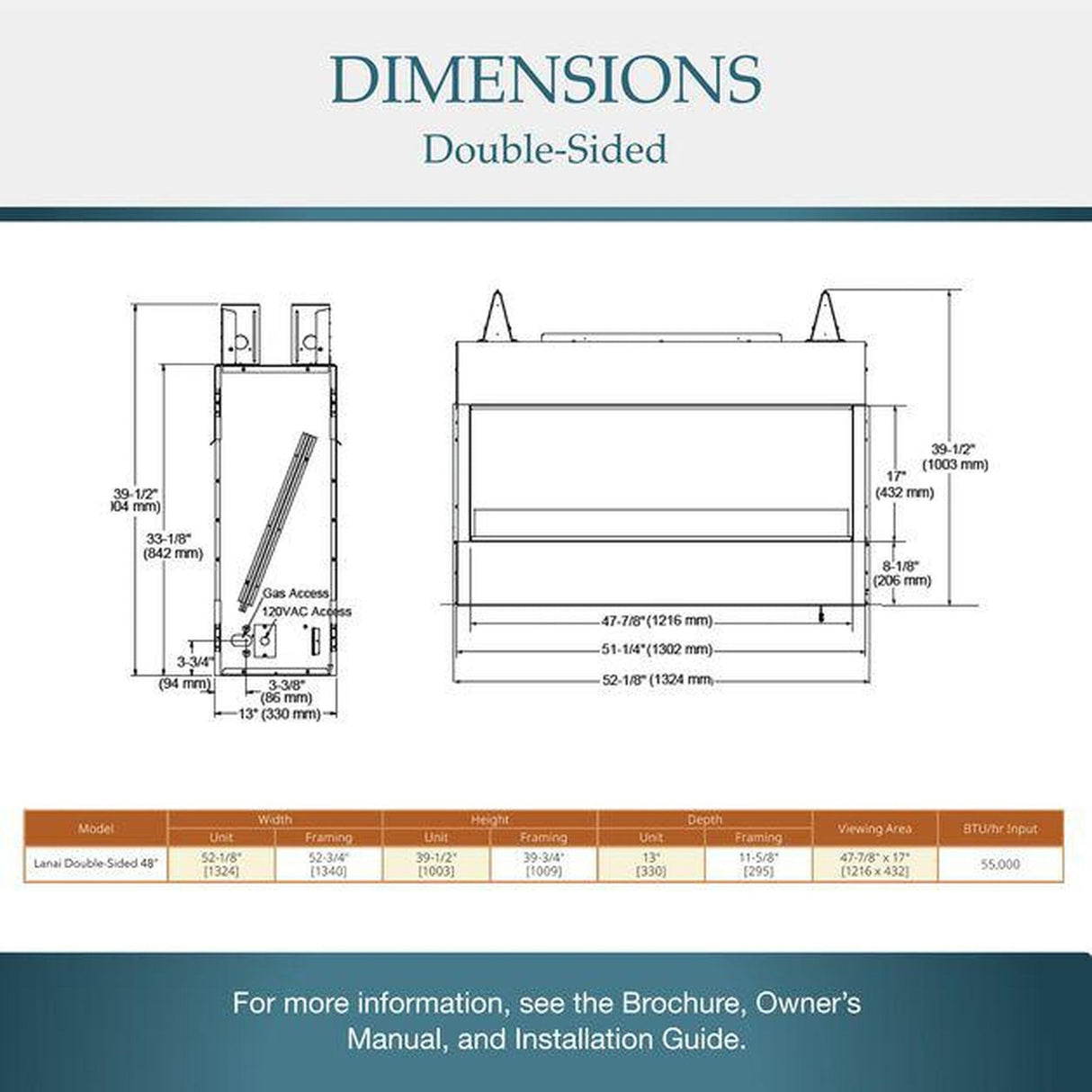 Majestic Lanai See-Through 48" Linear Contemporary Outdoor Vent-Free Natural Gas Fireplace