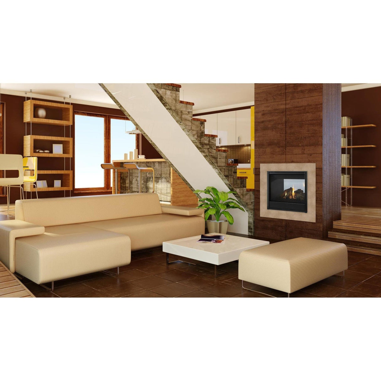 Majestic See-Through 36" Traditional Multi-Sided Top/Rear Direct Vent Gas Fireplace