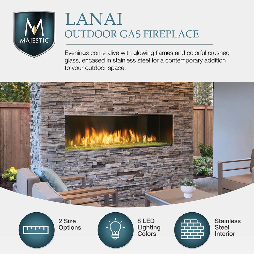 Majestic Lanai 48" See-Through Outdoor Linear Vent-Free Gas Fireplace