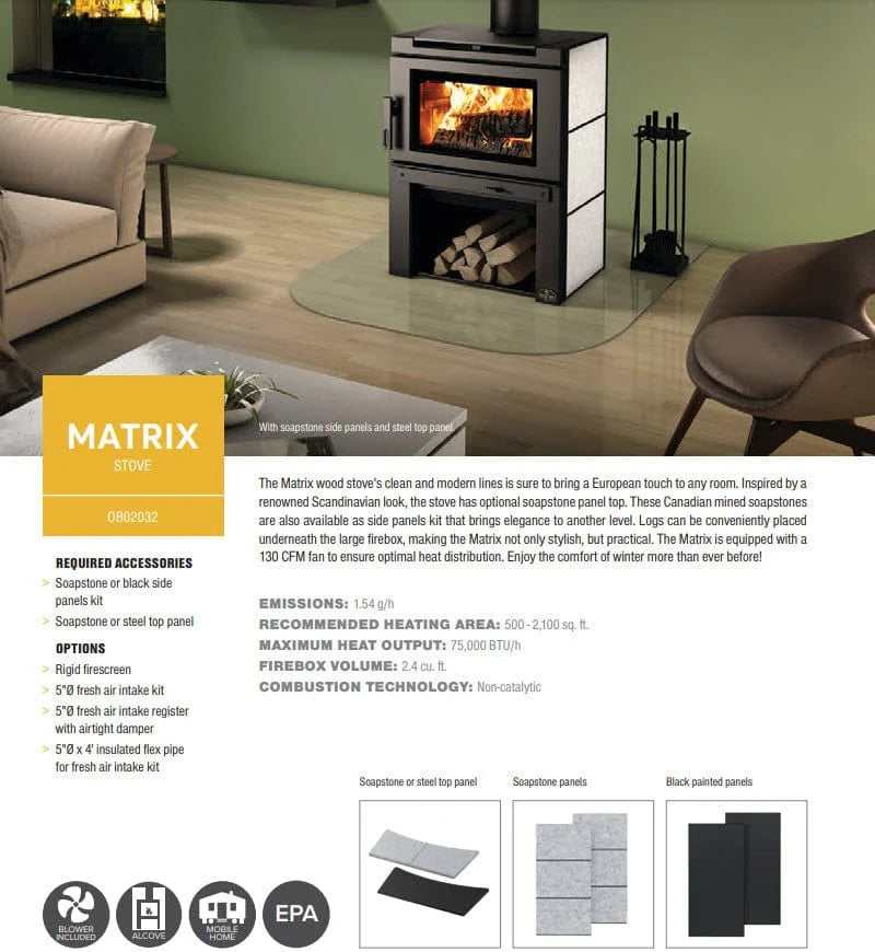 Osburn Matrix Wood Stove with Blower - OB02032