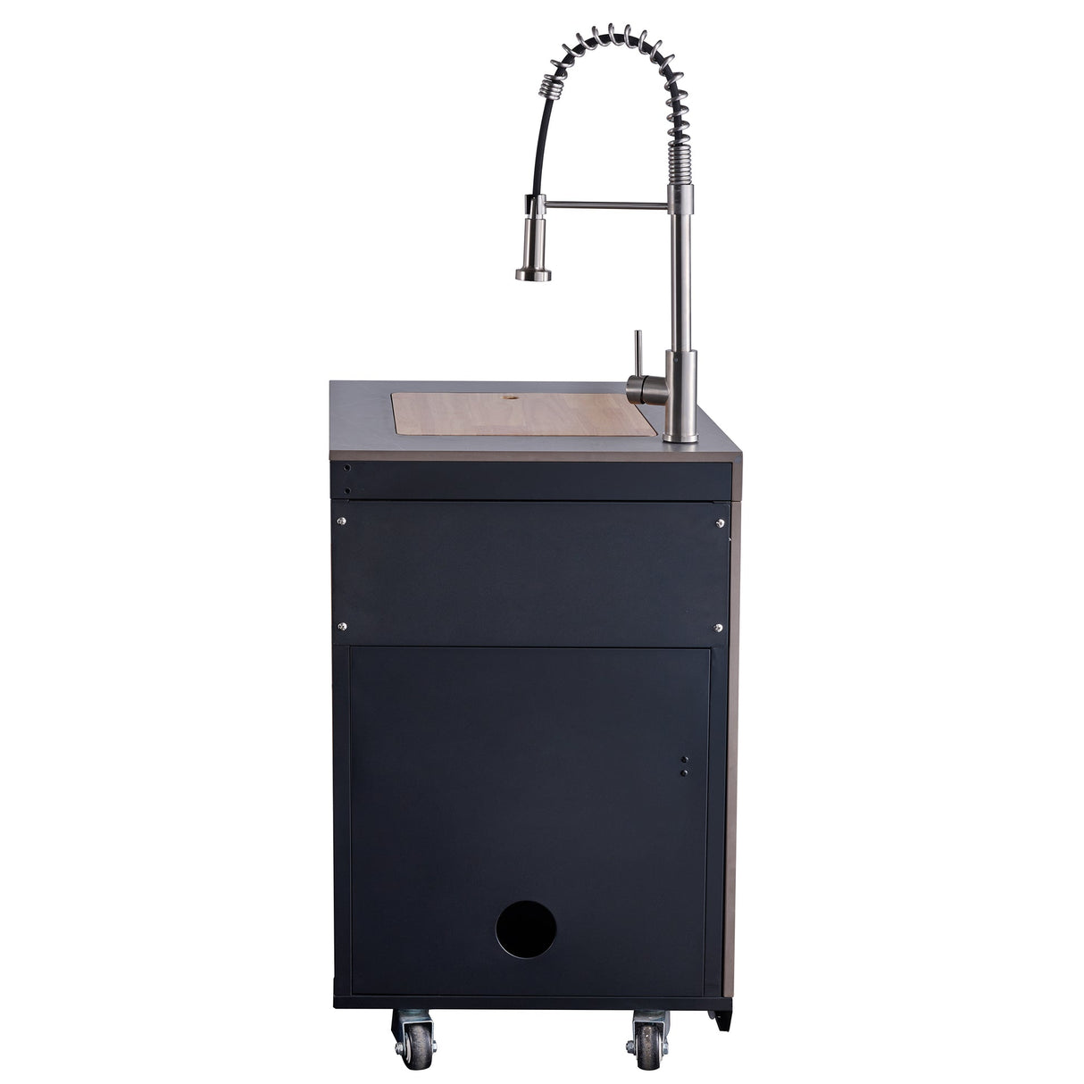 Forno Rimini Outdoor Kitchen 30" BBQ – 62,600 BTU, 3 Burners, Beverage Center, Black Cabinets & Gray Sintered Stone Countertop