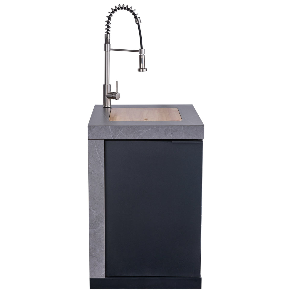 Forno Rimini Outdoor Kitchen 30" BBQ – 62,600 BTU, 3 Burners, Beverage Center, Black Cabinets & Gray Sintered Stone Countertop