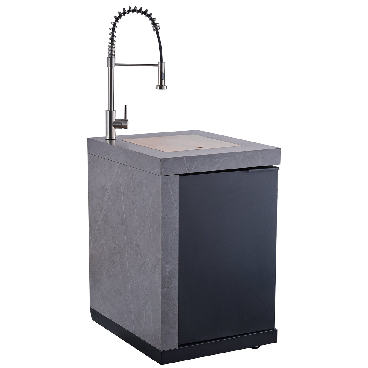 Forno Rimini Outdoor Kitchen 30" BBQ – 62,600 BTU, 3 Burners, Beverage Center, Black Cabinets & Gray Sintered Stone Countertop