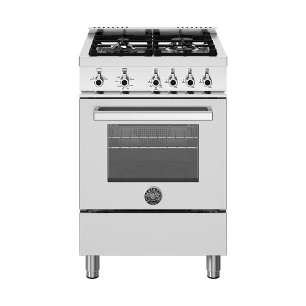 Bertazzoni Professional Series 24 inch Gas Range with 4 Burners, 2.5 cu. ft. Oven Capacity, Dual Convection and Continuous Cast Iron Grates - PRO244GASXV*