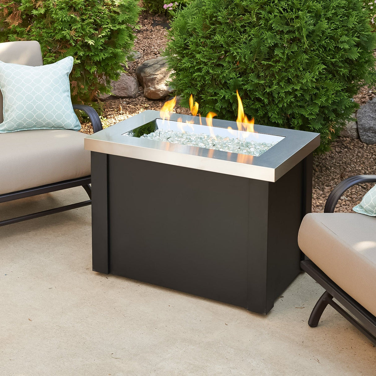 The Outdoor Greatroom Providence 32" Rectangular Gas Fire Pit Table - PROV-1224-SS