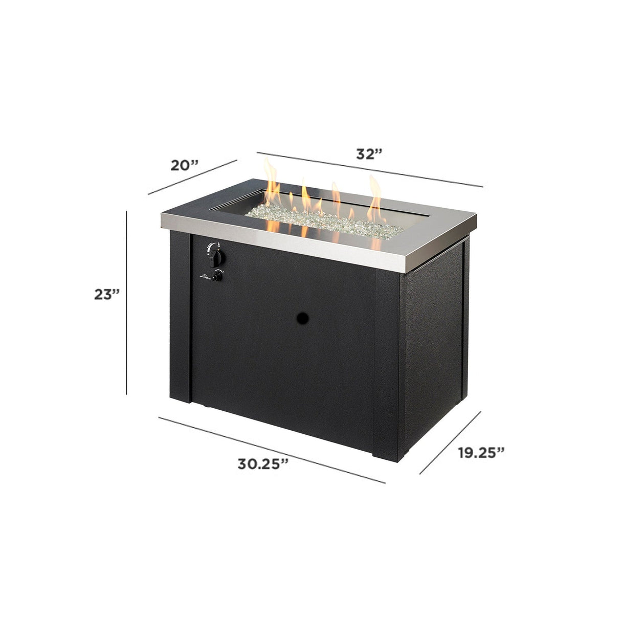 The Outdoor Greatroom Providence 32" Rectangular Gas Fire Pit Table - PROV-1224-SS
