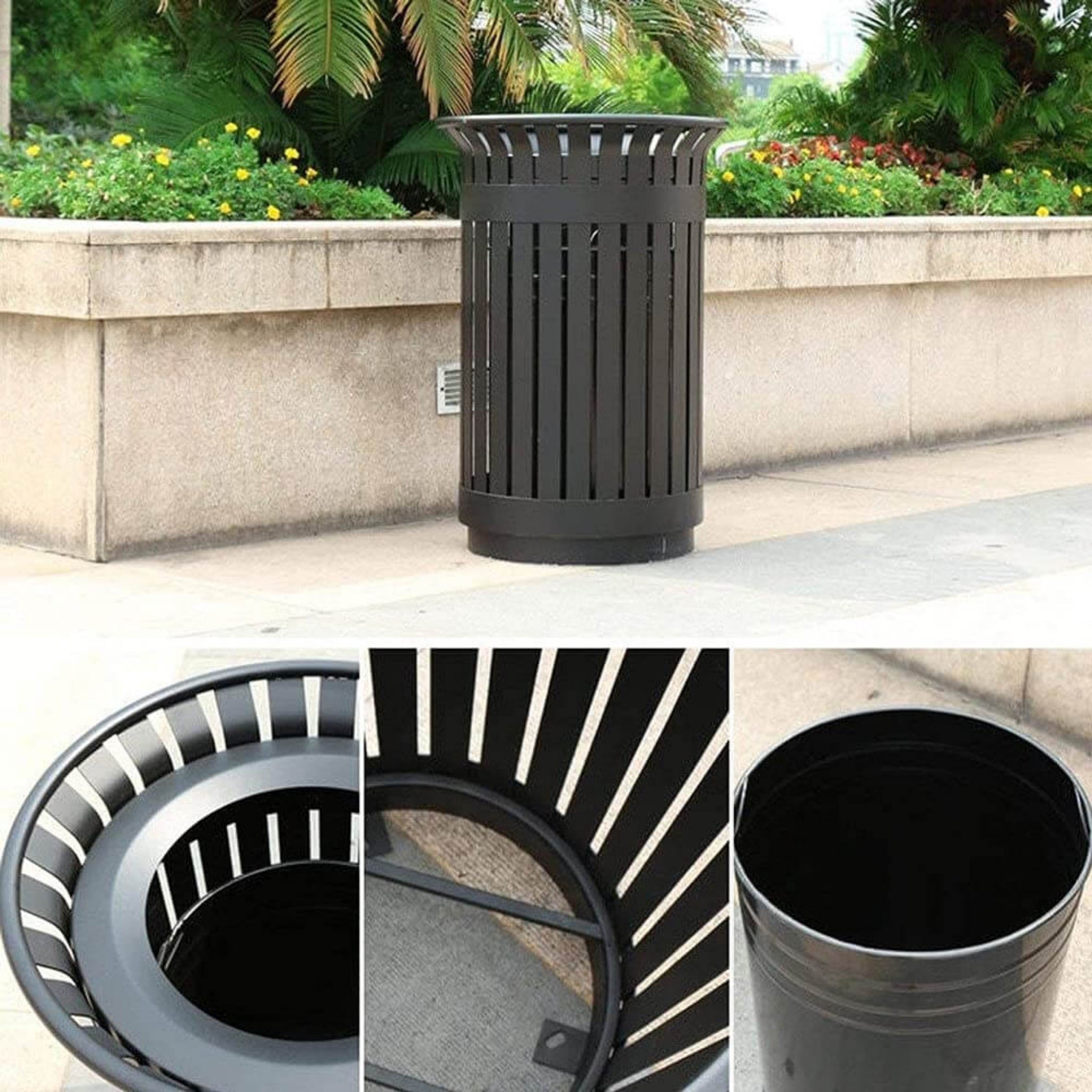 Premium Heavy-Duty Extra Large Outdoor Commercial Metal Slat Garbage Trash Can