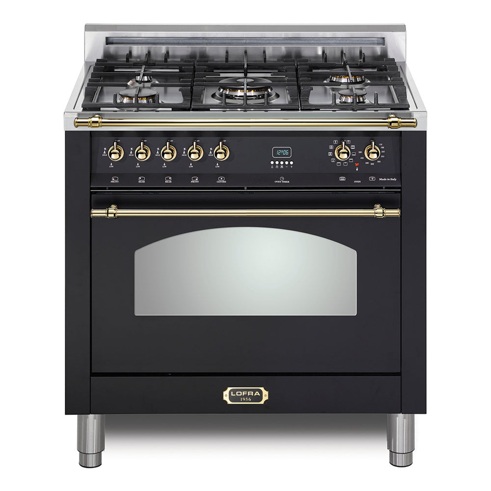 Lofra 30" Dolcevita Series Freestanding Dual Fuel Range with 5 Sealed Brass Burners, 3 cu. ft. Oven Capacity and True European Convection