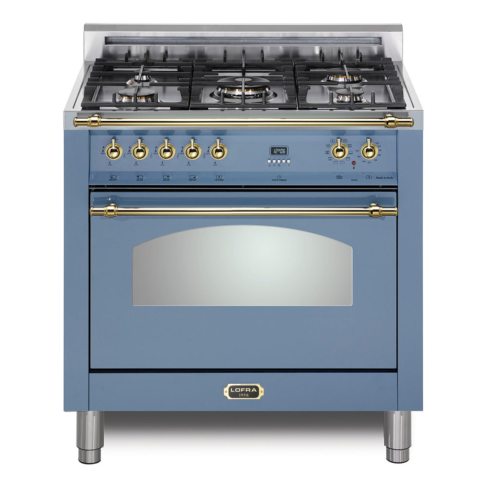 Lofra 30" Dolcevita Series Freestanding Dual Fuel Range with 5 Sealed Brass Burners, 3 cu. ft. Oven Capacity and True European Convection