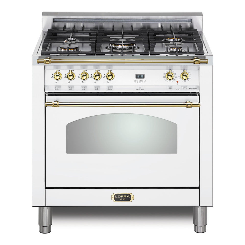 Lofra 30" Dolcevita Series Freestanding Dual Fuel Range with 5 Sealed Brass Burners, 3 cu. ft. Oven Capacity and True European Convection