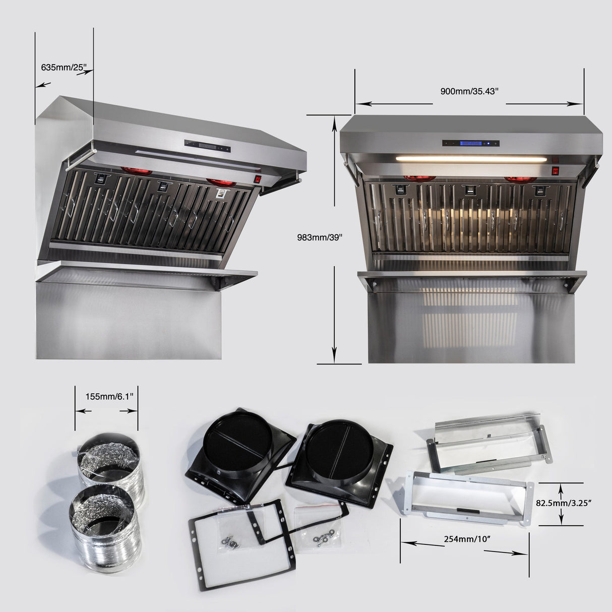 Forno Savona Wall Mount Range Hood, Baffle Filters, Backsplash Included