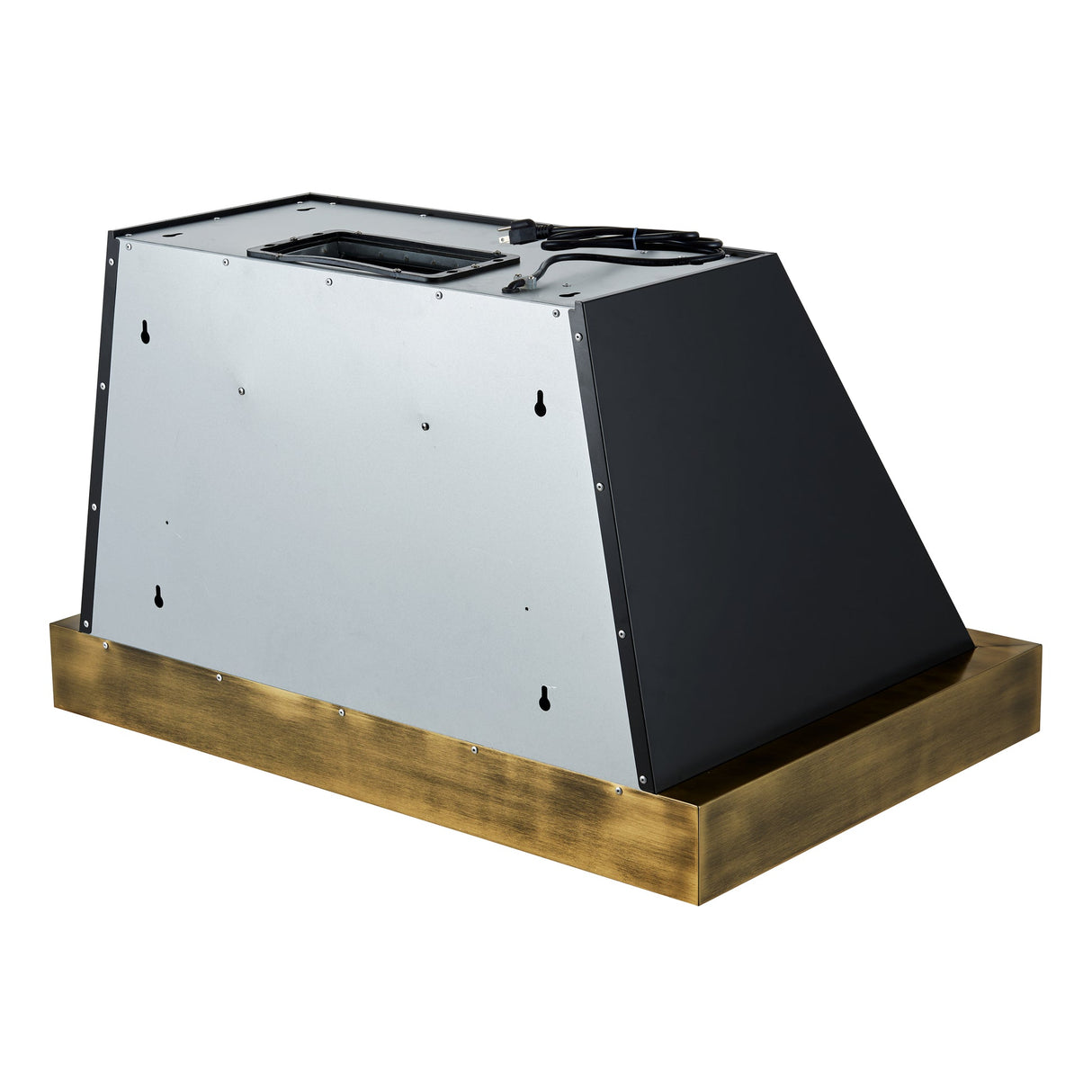 Forno Vittorio 36-Inch Wall Mount Range Hood, Antique Brass Trim, 424 CFM Airflow, Dishwasher-Safe Baffle Filters, Remote Control, 3-Speed Fan, Bright LED Lighting.
