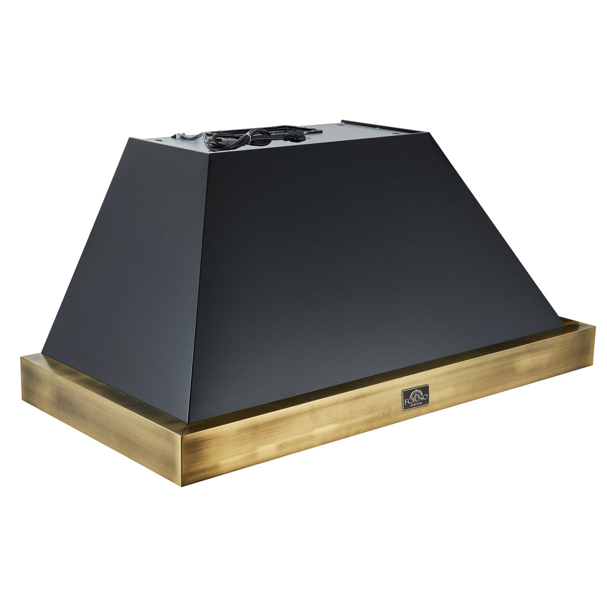 Forno Vittorio 48" Wall Mount Range Hood – Antique Brass Trim, 424 CFM, Remote Control, LED Lighting & Dishwasher-Safe Filters