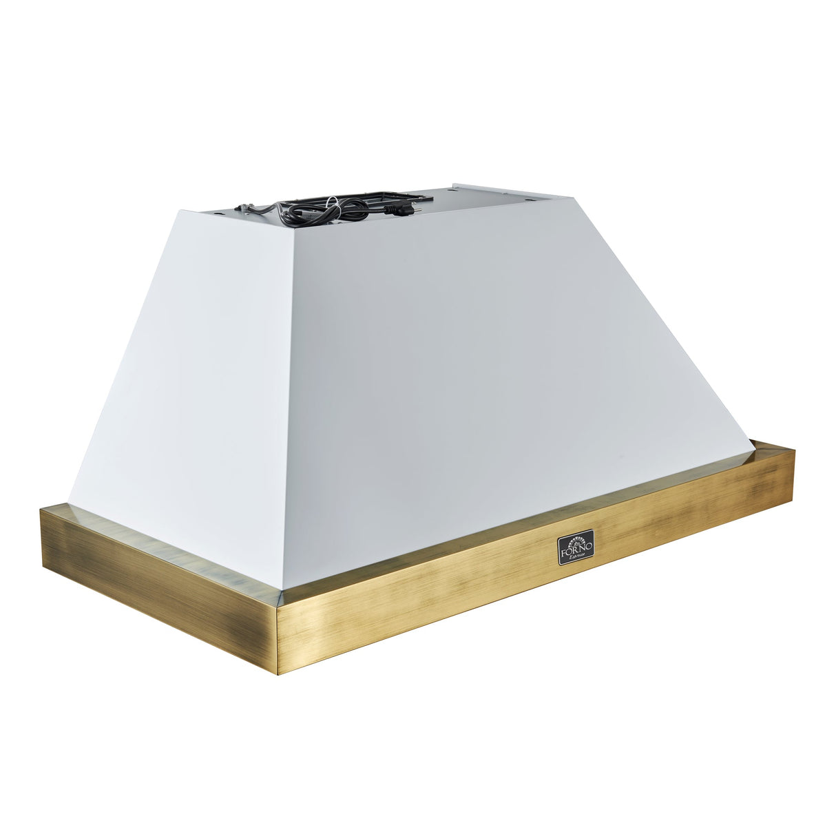 Forno Vittorio 48" Wall Mount Range Hood – Antique Brass Trim, 424 CFM, Remote Control, LED Lighting & Dishwasher-Safe Filters