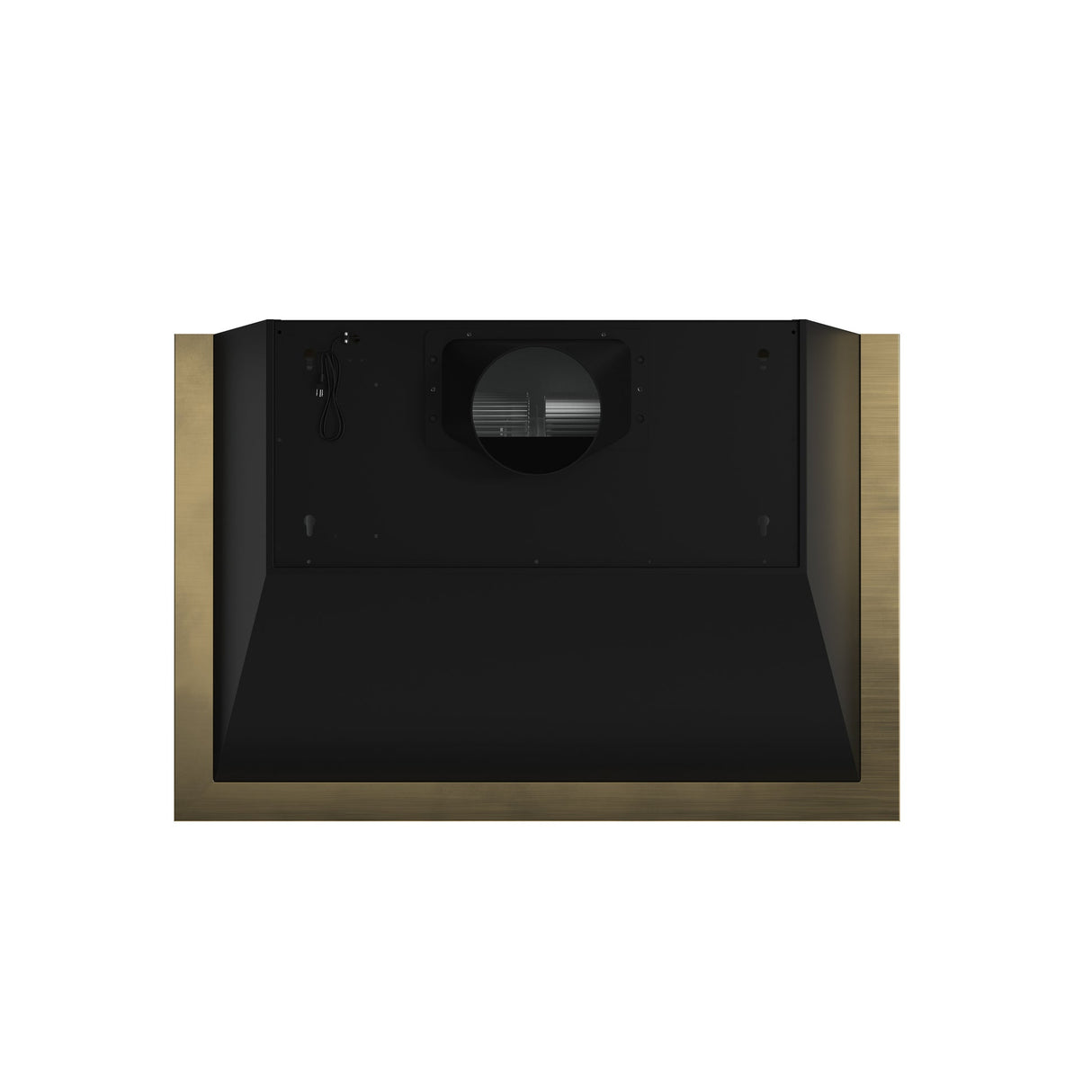 Forno Vittorio 36-Inch Wall Mount Range Hood, Antique Brass Trim, 424 CFM Airflow, Dishwasher-Safe Baffle Filters, Remote Control, 3-Speed Fan, Bright LED Lighting.