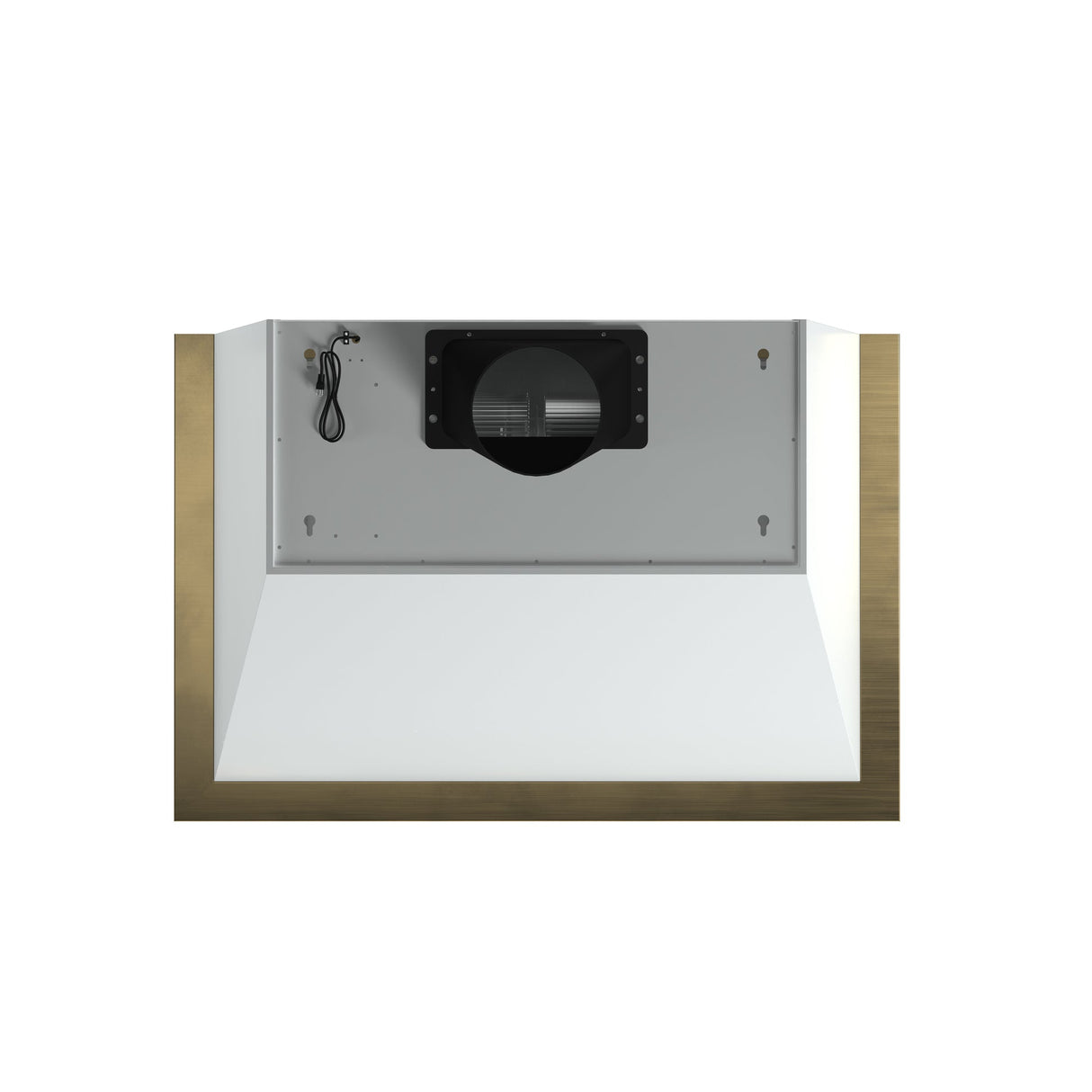 Forno Vittorio 36-Inch Wall Mount Range Hood, Antique Brass Trim, 424 CFM Airflow, Dishwasher-Safe Baffle Filters, Remote Control, 3-Speed Fan, Bright LED Lighting.