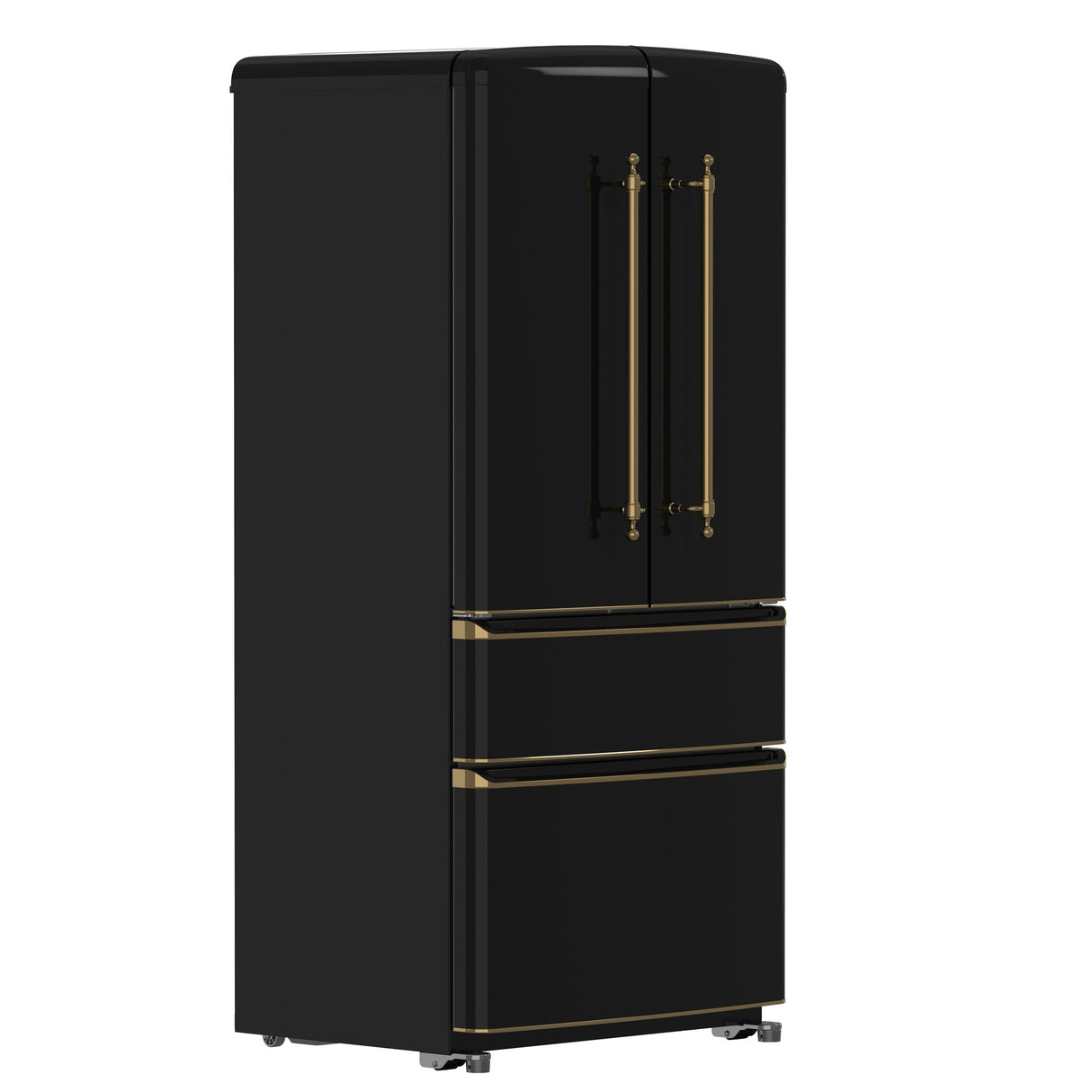 Forno Luigi 33-Inch French Door Refrigerator, 18 cu.ft, Antique Brass Handles, ENERGY STAR Certified
