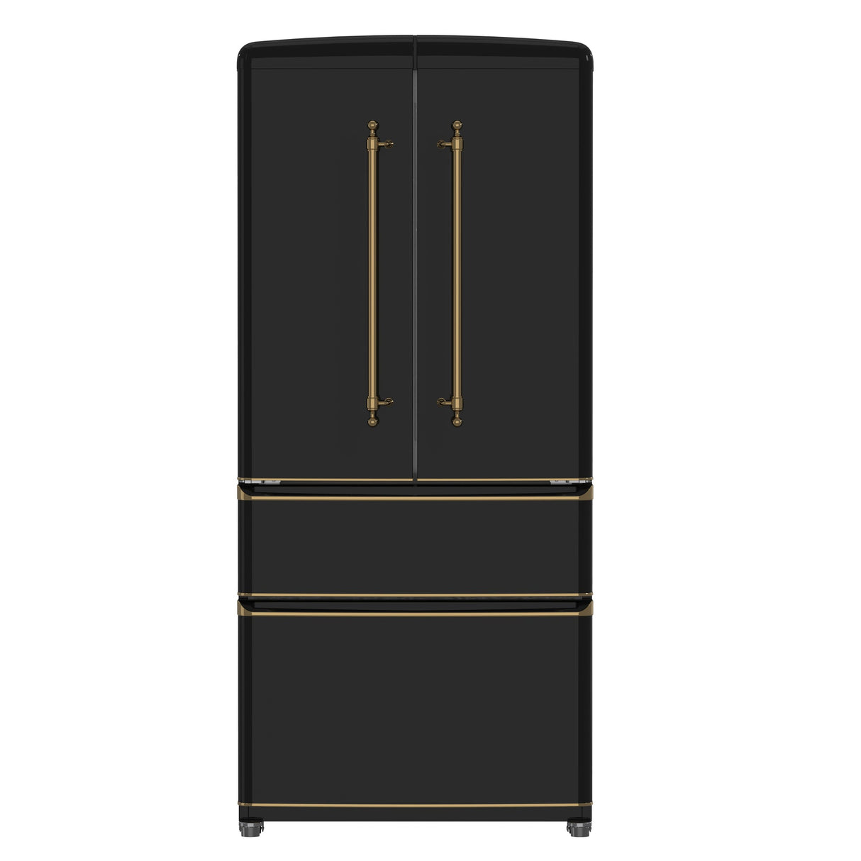 Forno Luigi 33-Inch French Door Refrigerator, 18 cu.ft, Antique Brass Handles, ENERGY STAR Certified