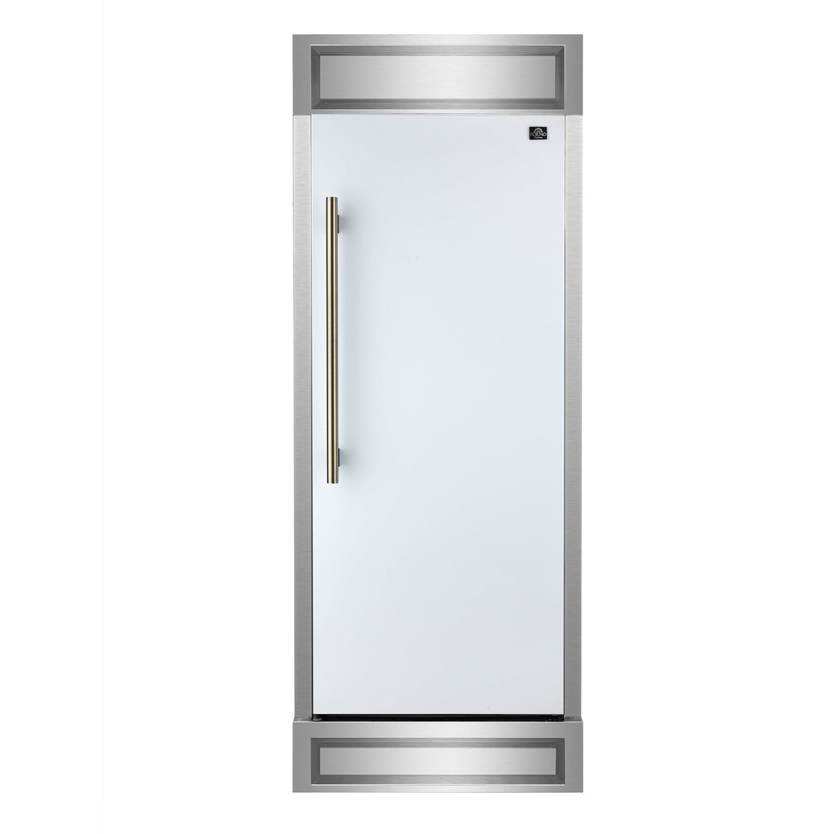 Forno Maderno 28-Inch Built-In Convertible Refrigerator With Antique Brass Handle, 13.6 cu.ft. Right Swing with Decorative Grill - 32-Inch Wide