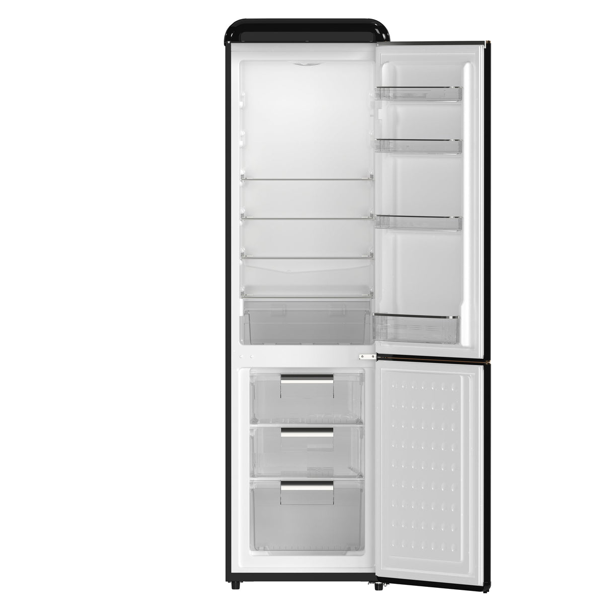 Forno Storico 22-Inch Retro bottom freezer Fridge, 9 cu.ft, Copper-Tone Handle