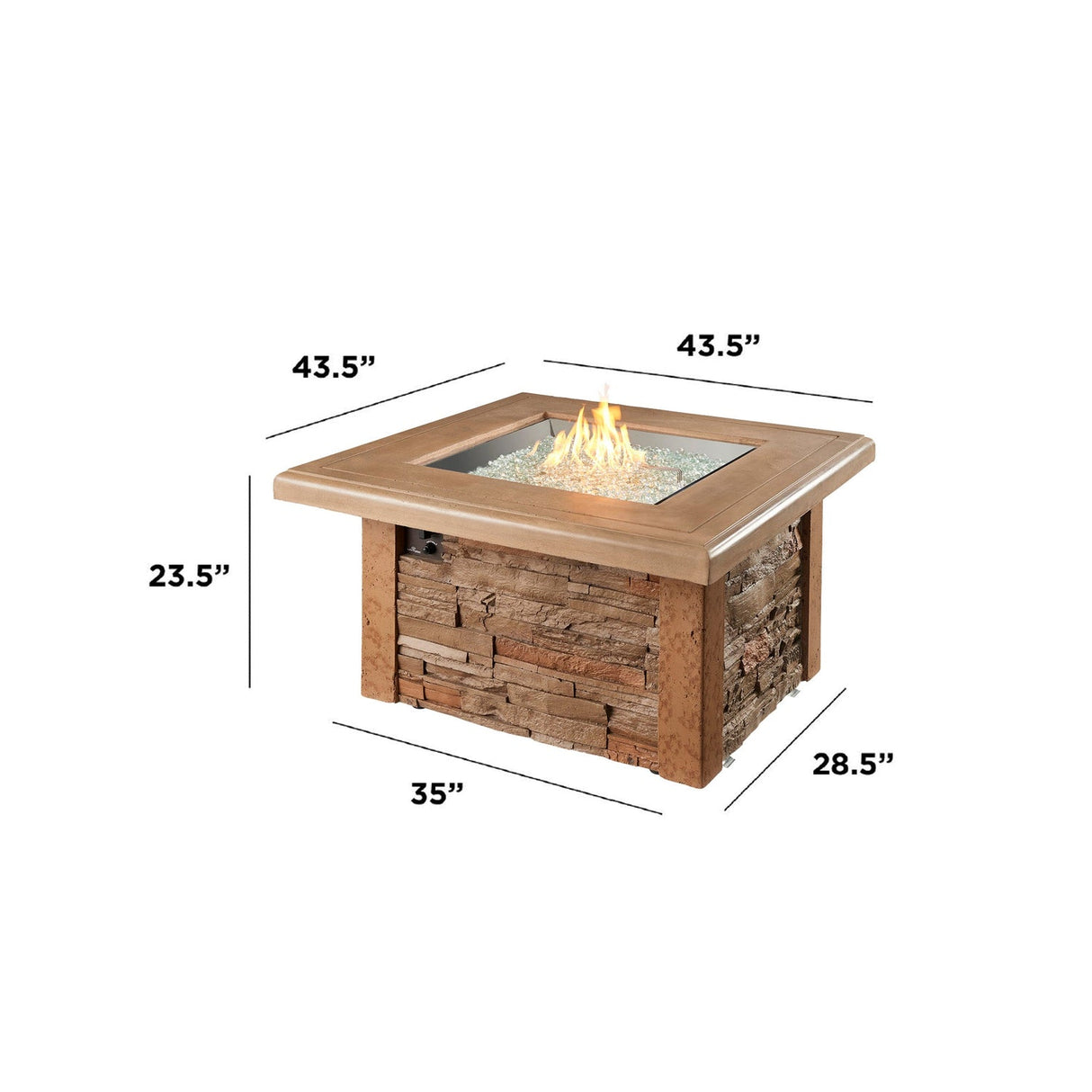 The Outdoor Greatroom Sierra 43" Square Gas Fire Pit Table - SIERRA-2424-M-K