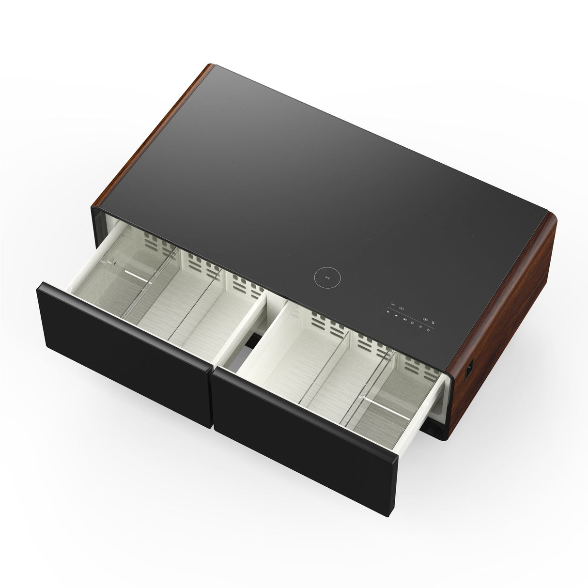 Forno Evoluto Tavolo 51" Smart Coffee Table with Wood-Accent Sides – Dual Cooling Drawers, Wireless Charging & Bluetooth Speaker