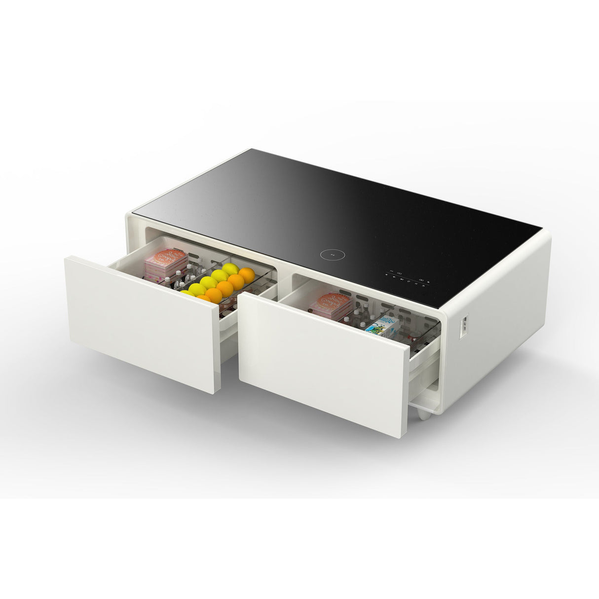 Forno Evoluto Tavolo 51" Smart Coffee Table – Dual Refrigerator Drawers, Bluetooth 5.0 Audio, Wireless Charging & RGB Ambient Light