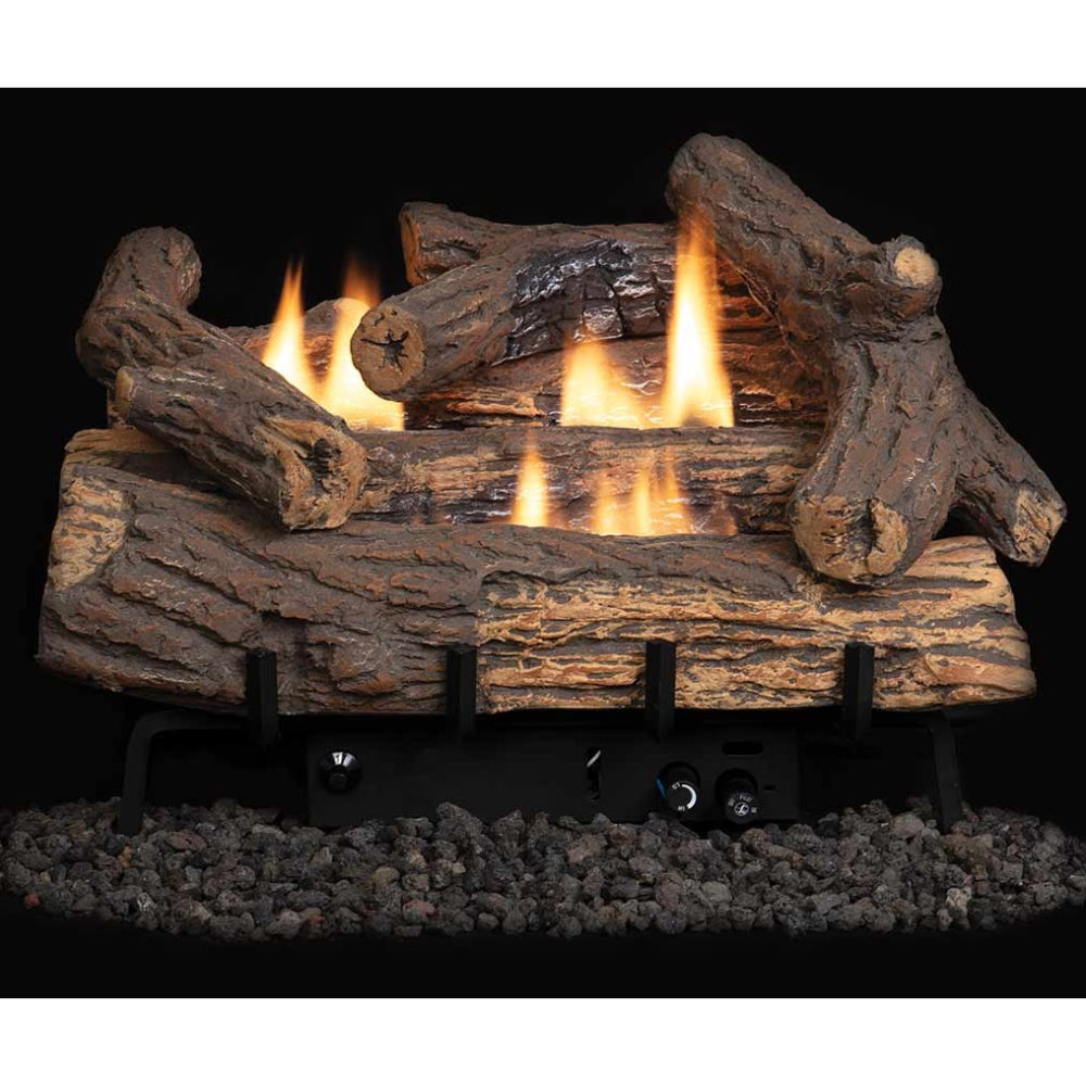 Superior Double-Flame Golden Oak, Ceramic Fiber Vent-Free Gas Log Set - LVD