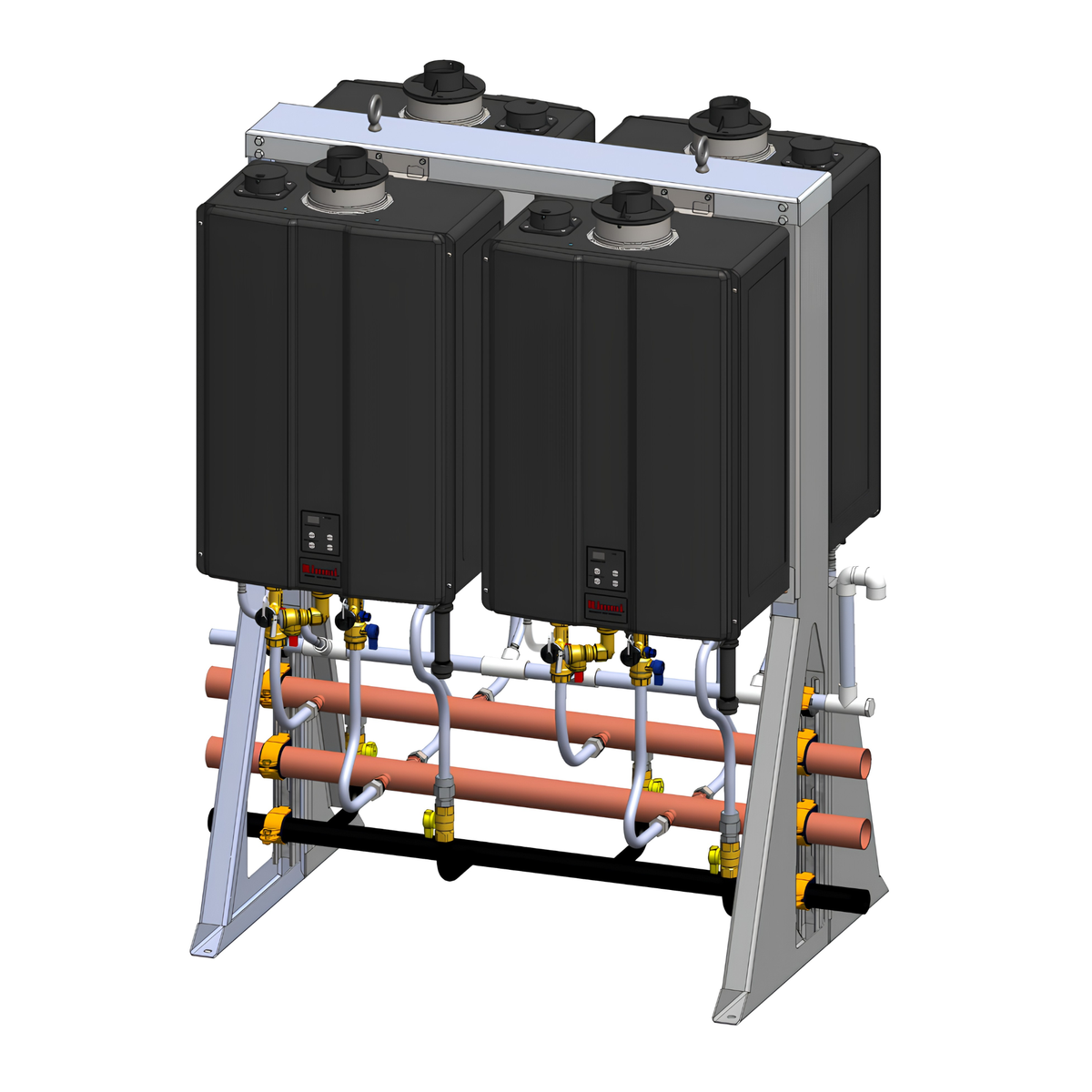 Rinnai TRS04CUiP Commercial Freestanding Rack System – 4-Unit Propane Water Heating Solution