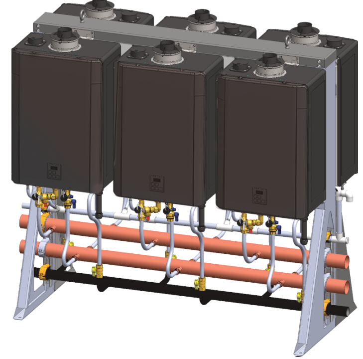 Rinnai 6-Unit Free Standing Rack – Natural Gas | High-Efficiency Commercial Tankless Water Heater System