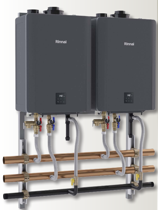 Rinnai 2-Unit Interior Wall Hanging Rack – Natural Gas Tankless System